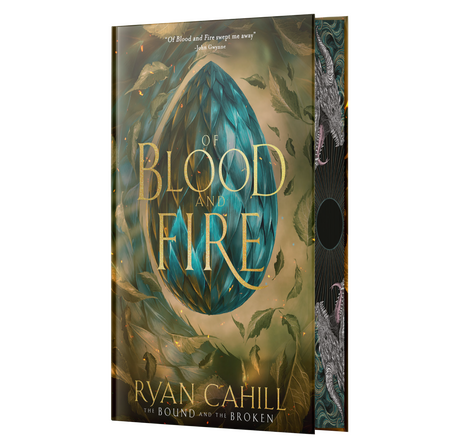 A blue and yellow variant of the new cover, with two dragons roaring on the fore-edge.